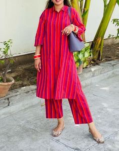 Anouk Cotton Stripped Kurta Set