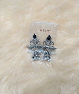 Silver Jhumka Earrings with Pearls