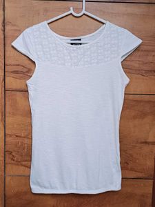White Top with Lace Detail