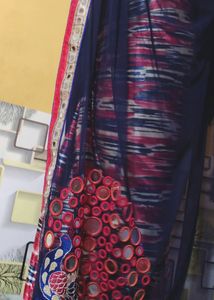 Peacock Mirror Work Saree