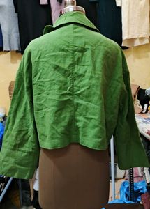 Green Boxy Cropped Jacket