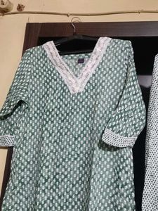 Green Printed Kurta Set