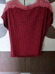 Embellished Maroon Top