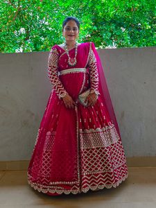 Pink And Gold Toned Embroidered Lehenga Choli