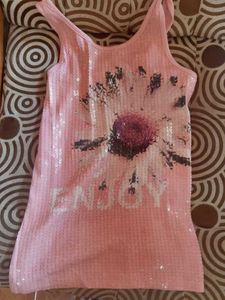 Cute Pink Sequin Tank Top