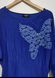 Blue 🔵 Butterfly🦋 Print Winter Top For 36 Bust