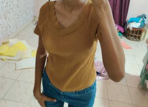 Mustard V-Neck Top
