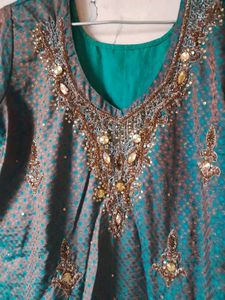 Green Embellished Kurti Set