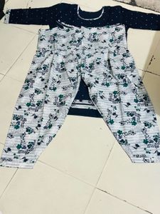 Women Navy Blue Cotton Stitched Suit