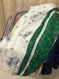 Floral Print Dupatta - Green &amp; White