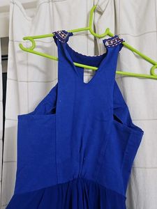 Blue Halter Top with Beaded Detail