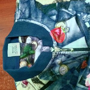 Vintage Floral &amp; Ephemera Print Zip-Up Jacket