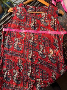 Red Printed Fish cut kurta