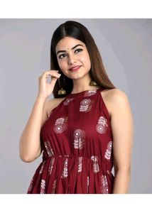 Women Maxi Maroon Length Dress