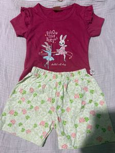 A Beautiful Pink Tee With  Shorts.