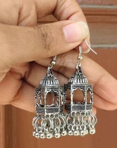 Rajasthani Silver Jhumka Earrings