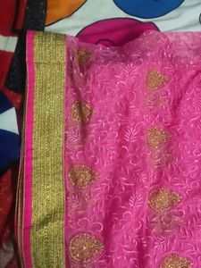 Elegant Pink Embroidered Saree
