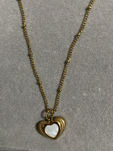 Gold &amp; White Heart Necklace