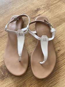 DRESSBERRY T STRAP WHITE SANDALS