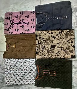 combo 6 cotton kurthas tops