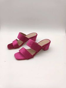 Magenta Velvet Block Heels 2 Inches.