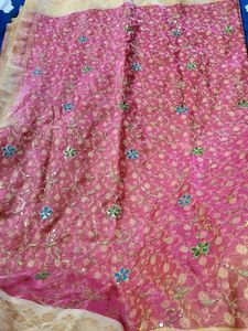 Rose Pink Embroidered Saree