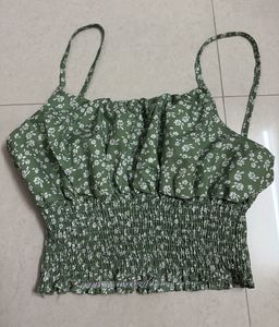 Floral Green Crop Top