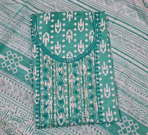 Teal Printed Salwar Kameez Suit