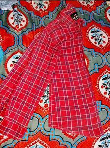 Red Plaid Button-Down Shirt Medium