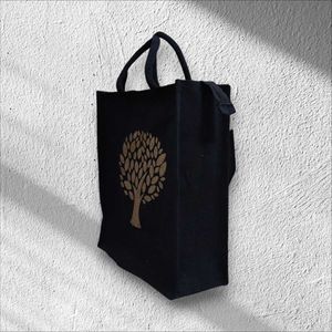 BEAUTIFUL (Tree) CANVAS BLACK TOTE/LUNCH BAG