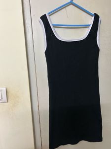 Black Mini Dress with White Trim