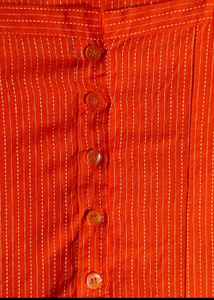 Square Neck orange cotton top For Summer🧡