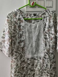 Floral Print Dress with Lace