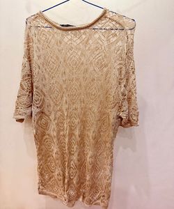 Zara New Golden Crochet Top