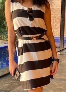 gorgeous black and white stripped mini one peice