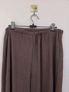 Brown Ribbed Wide Leg Pants