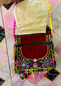Craft Trade Clutch Bags for Women Jaipuri Rajasthani Handmade Embroidery Mirror Work Stylish Sling Bag