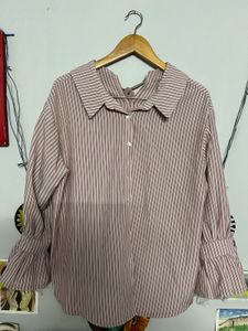 Striped Ruffle Sleeve Shirt 👔