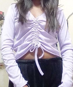 Purple Long Sleeve Crop Top