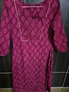 Pink Kurti with Pant And Printed Dupatta
