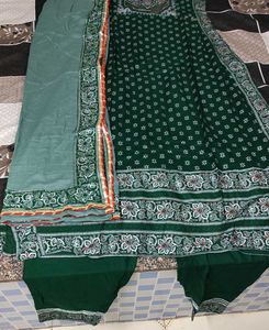 Green Printed Kurta Set