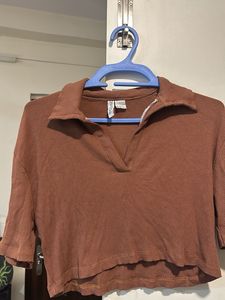 Ribbed H&M brown crop top