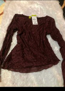 Burgundy Lace Long Sleeve Top