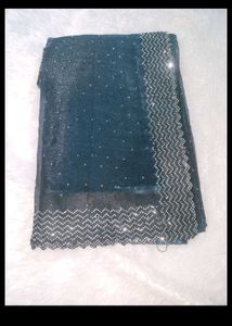 Elegant Orange,green, teal blue Saree