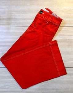 ZARA Red High-Waist Straight Pants 100% Cotton