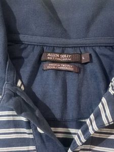 Allen Solly  Blue  And White  Stripe Polo T Shirt