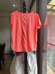 Coral Studded Shoulder Tee