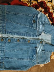 Denim Vest with Embellishments star print 🐾