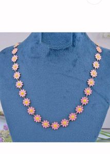 Pink Daisy Metal Floral Neckpiece