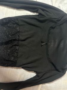 Lace Detail Black Top